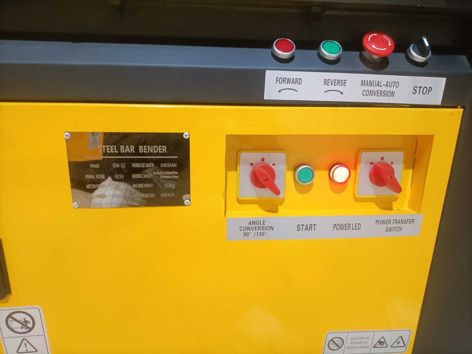 Rebar Bending Machine Gw52 - Diameter 6-42mm, 360mm Plate | 4kw Motor Power, 10-20rpm Bending Speed, 430kg Weight, Manual Control