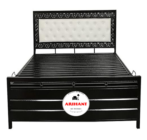Metal Bed with Storage - Iron, 6x5 Foot Dimensions, Black & Brown Color | Classic Design, No Assembly Required, 1 Year Warranty