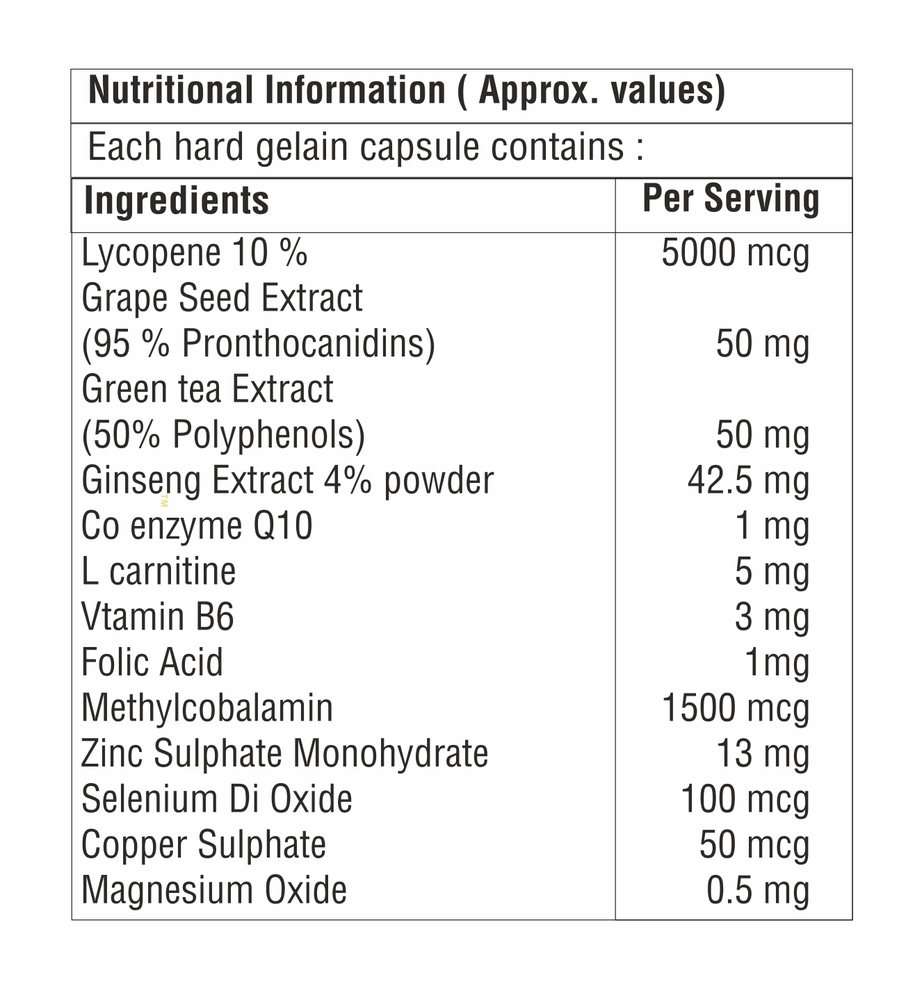 Lycopene With Co Enzyme Q10 Capsule