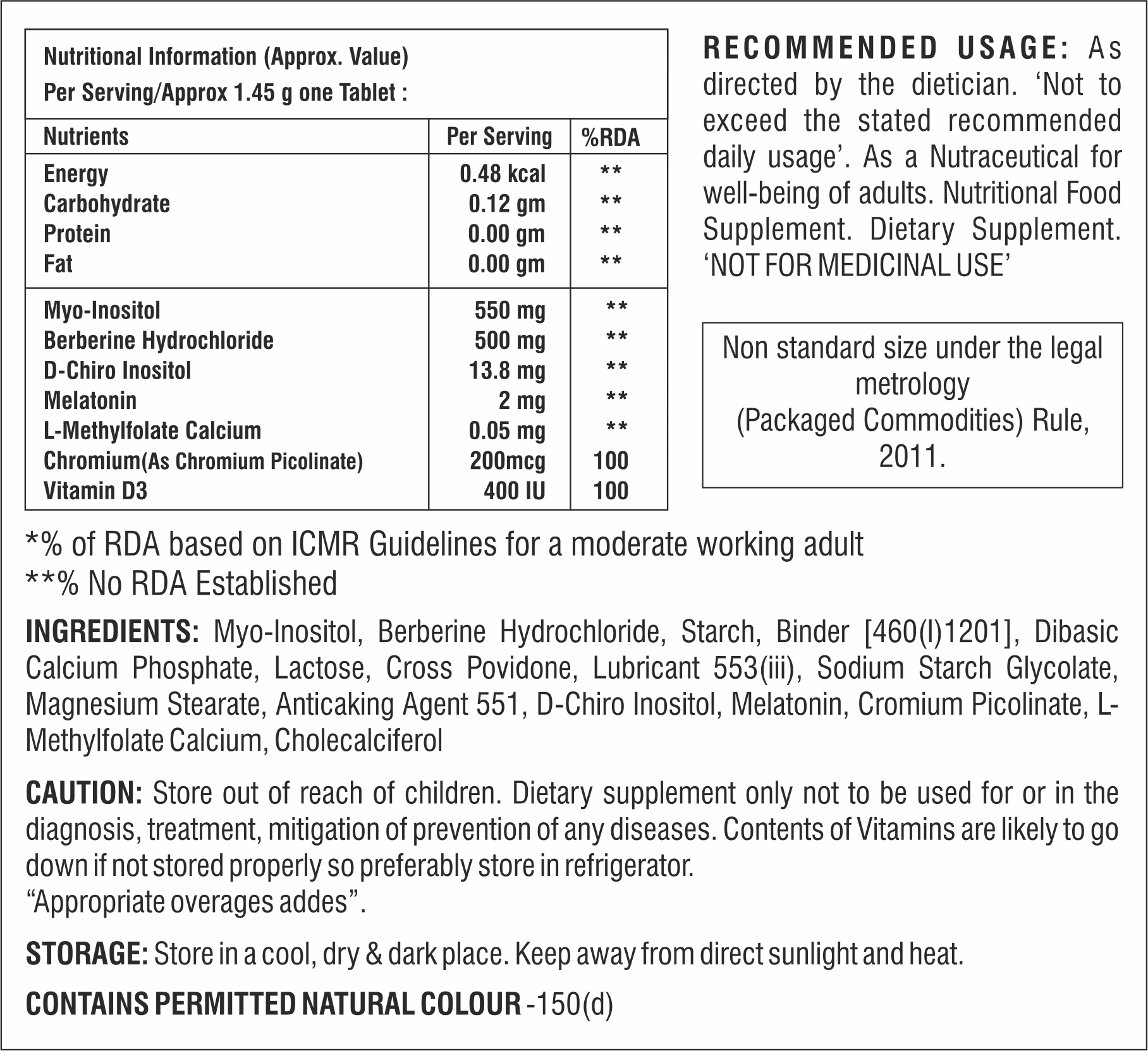 Myo-inositol With Vitamin D3 Tablet