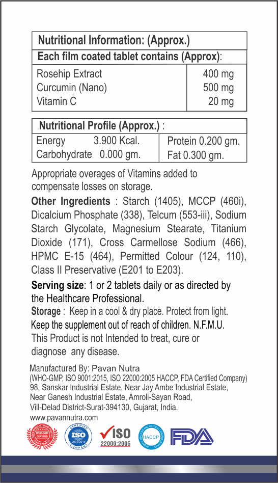 Rosehip Extract With Curcumin(nano) Vitamin C Tablet
