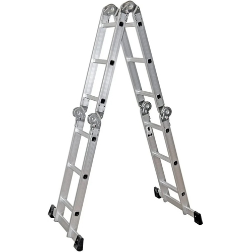 Aluminium Combination Ladder - 12 Feet, Silver | Foldable, Industrial Design, 150KG Capacity