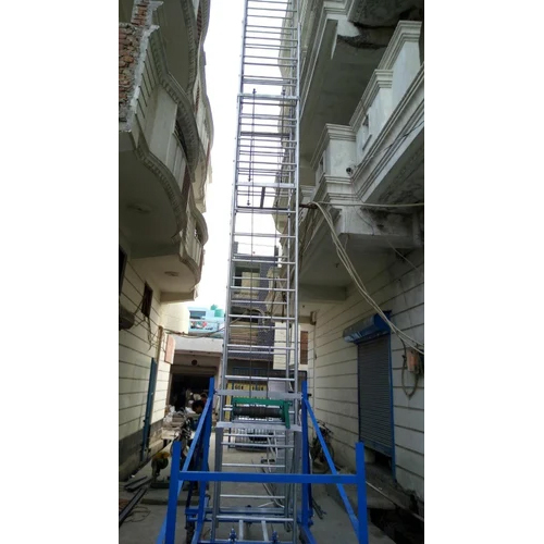 SKL Aluminium Telescopic Tiltable Tower Ladder - Aluminium Material, 36 Feet Size, Silver Color | Foldable Design, Industrial Use, 150 kg Load Capacity
