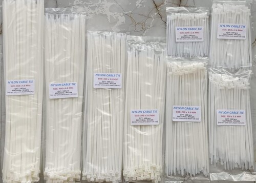Nylon Cable Tie - Standard Size in White, Industrial Grade for Versatile Usage, 100pc Sets in Various Dimensions
