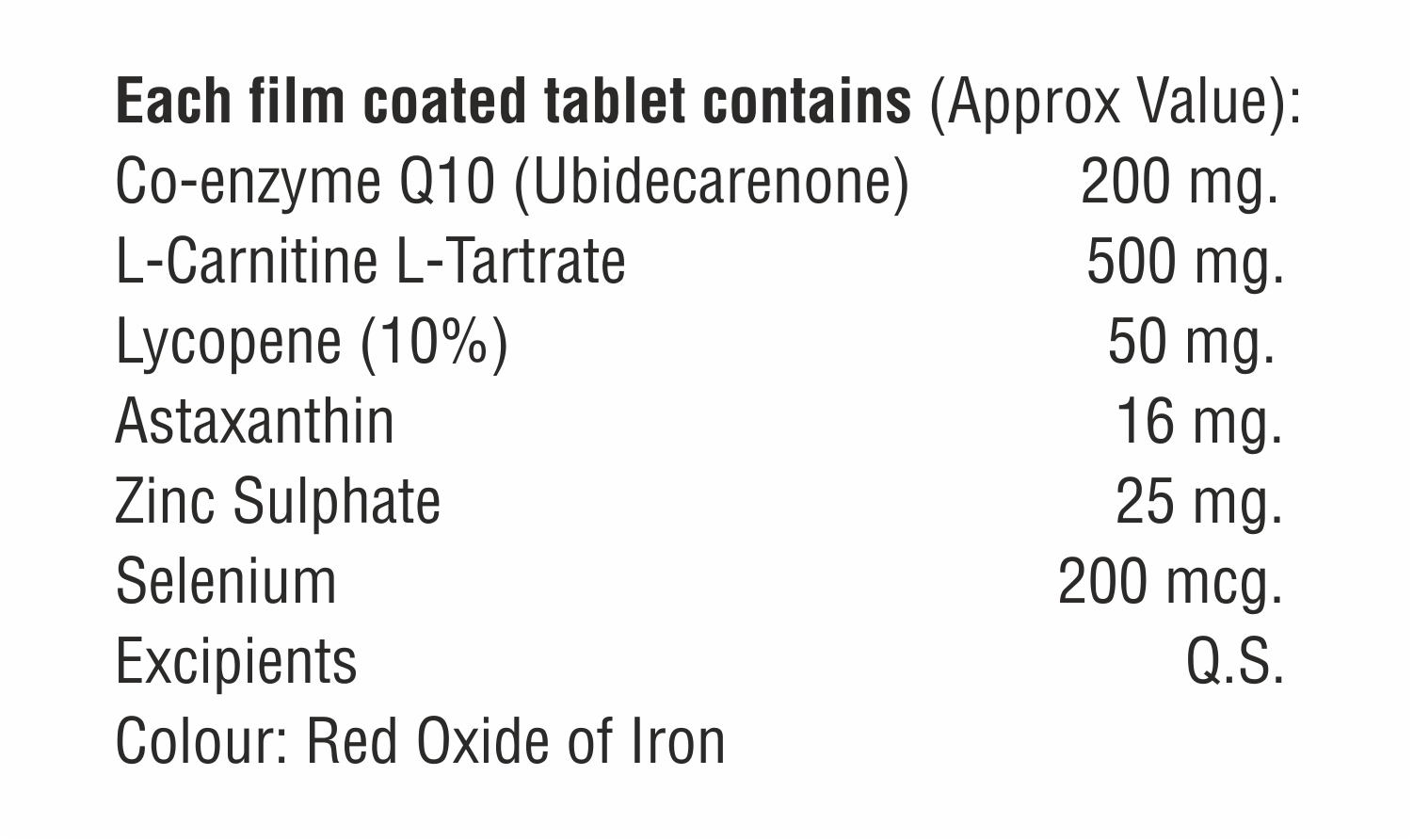 Co-enzyme Q10 With Zinc Tab