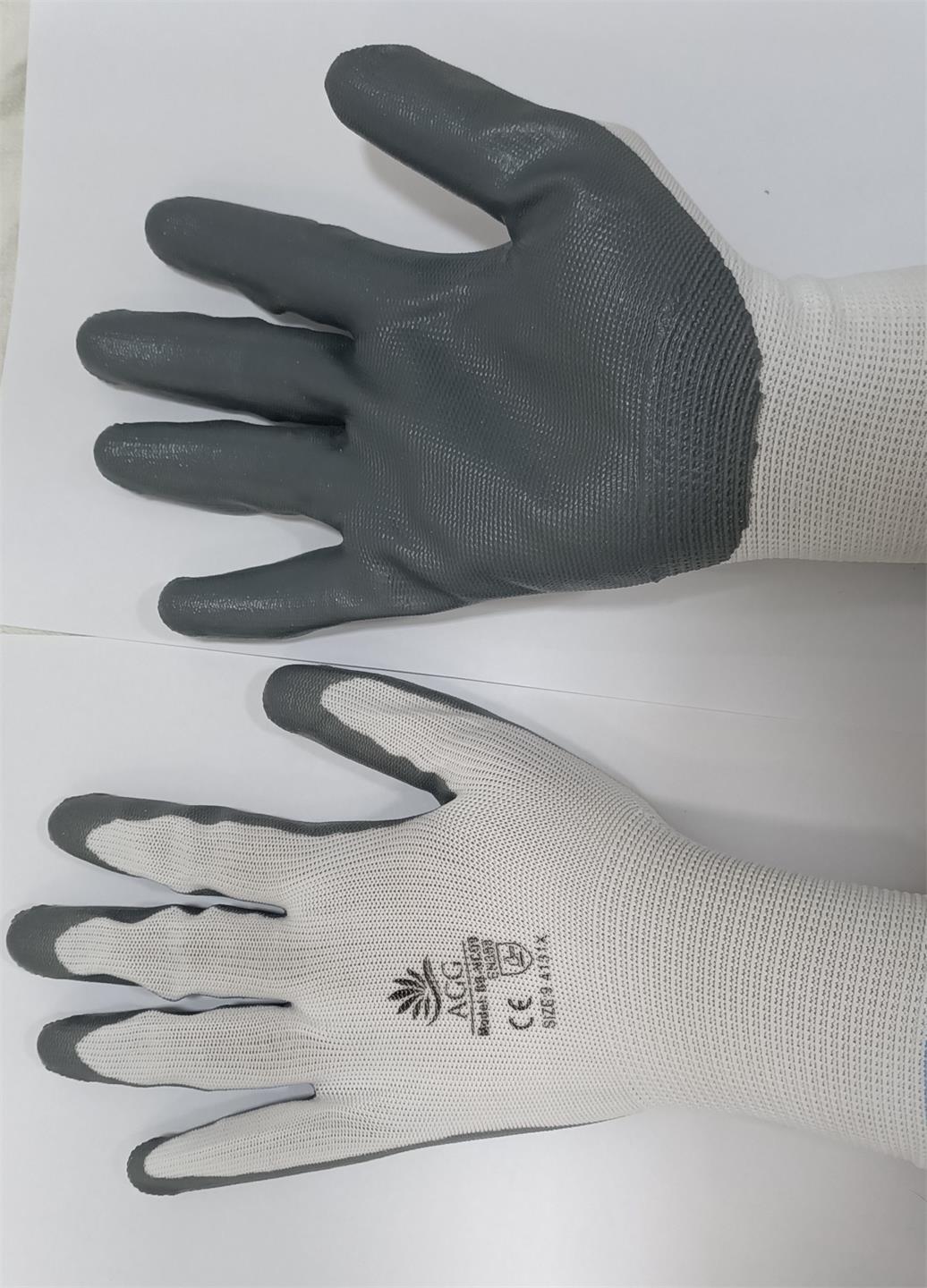 Nitrile Coated Cut Resistant Gloves - Grey Nitrile On White Nylon Liner | Oil Resistant, Grip Enhanced, Unisex Design, Ideal For Light Assembly And Industrial Handling
