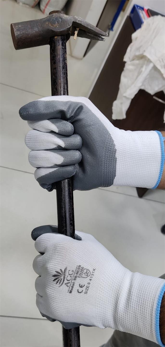 Nitrile Coated Cut Resistant Gloves - Grey Nitrile On White Nylon Liner | Oil Resistant, Grip Enhanced, Unisex Design, Ideal For Light Assembly And Industrial Handling