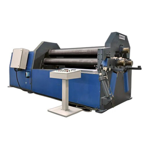 3 Roll Pyramid Plate Bending Machine - Max Bending Radius 50-100mm | Semi-Automatic, 240 Volt, Color-Coated Finish