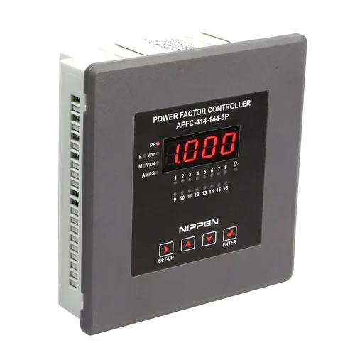 Nippen APFC 414-144-3P Power Factor Controller - 144x144mm, White Design, 11V Rated Voltage, Efficient Reactive Power Reduction, Warranty Included