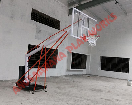 Movable Basketball Pole - Alloy Material, Square Design, Dustproof & Waterproof, Elegant White Finish