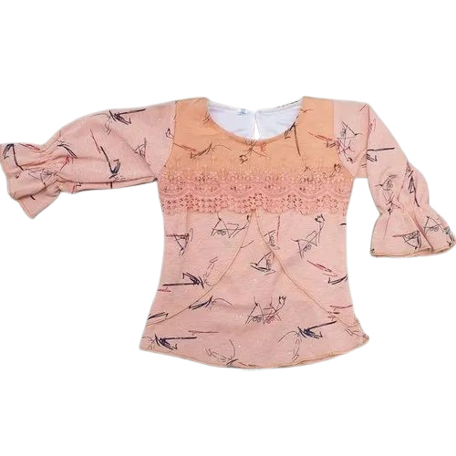 Multicolor Girls Fancy Half Sleeves Top