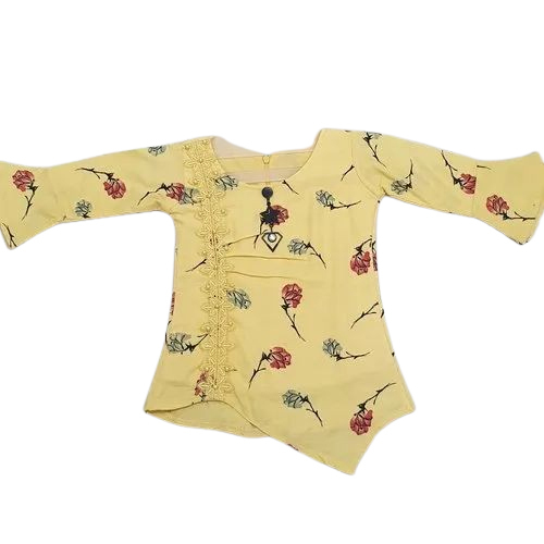 Multicolor Girls Fancy Half Sleeves Top