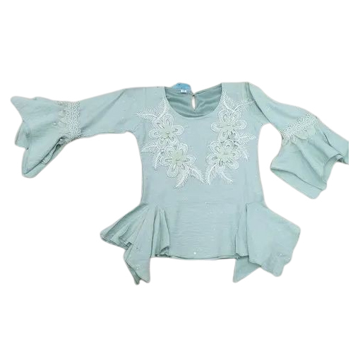 Multicolor Girls Fancy Half Sleeves Top