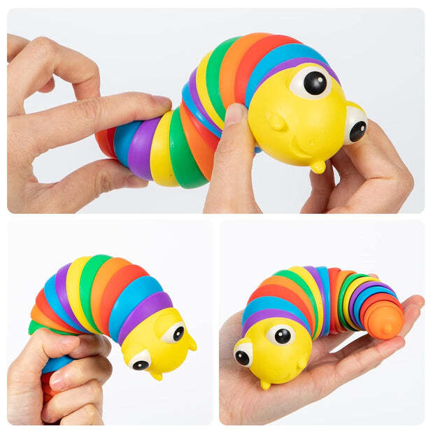 3d Rainbow Color Plastic Slug Fidget Toys (17594)