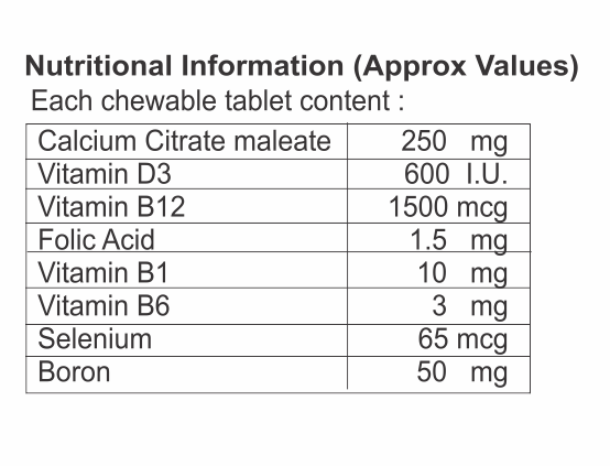 Calcium Citrate Malate With Vitamin D3 And Boron Chewable Tablet