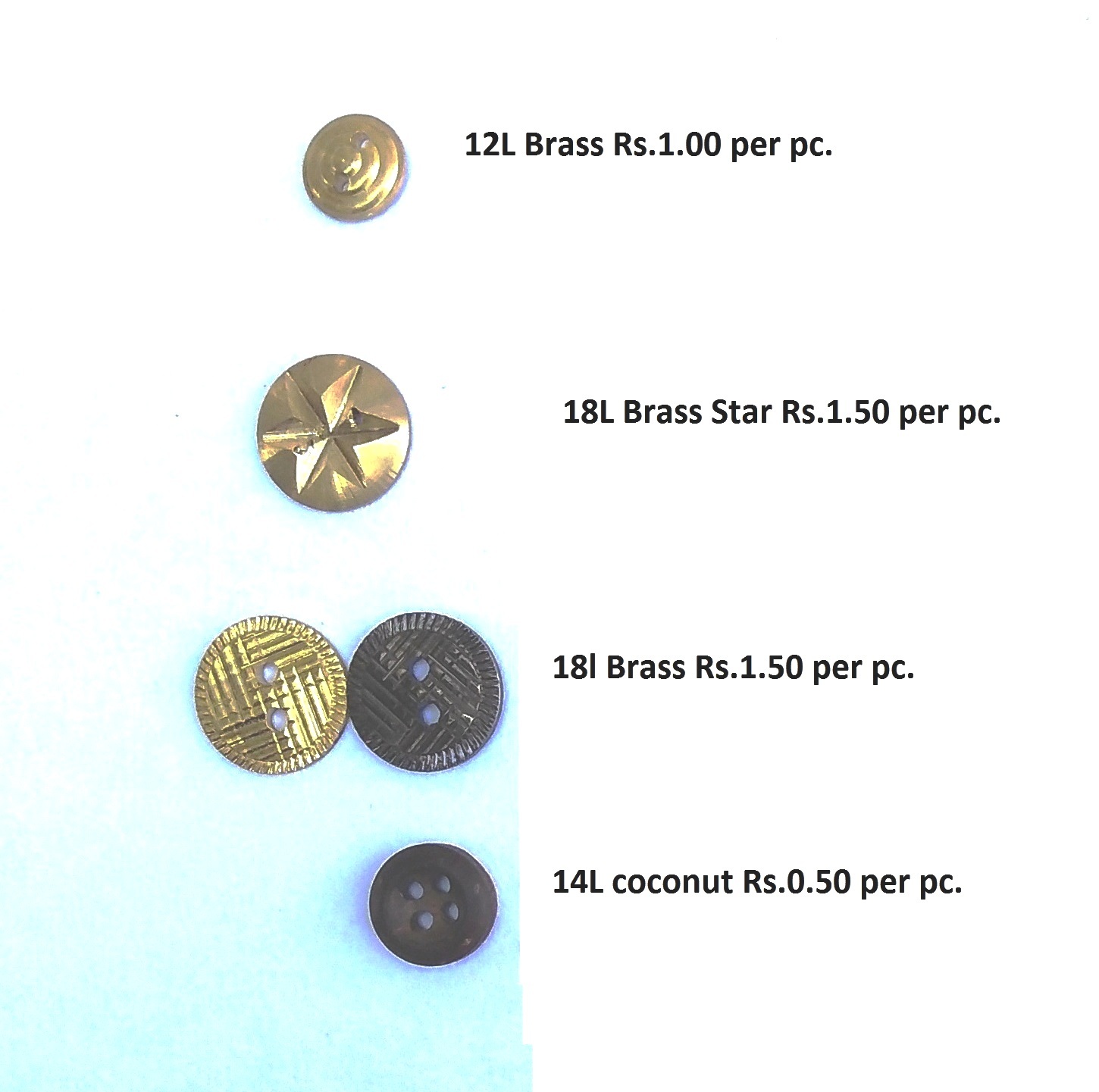 Brass Fancy Button - Metal, 2 Holes Button, Golden Color | Various Design Brass Fancy Design Button