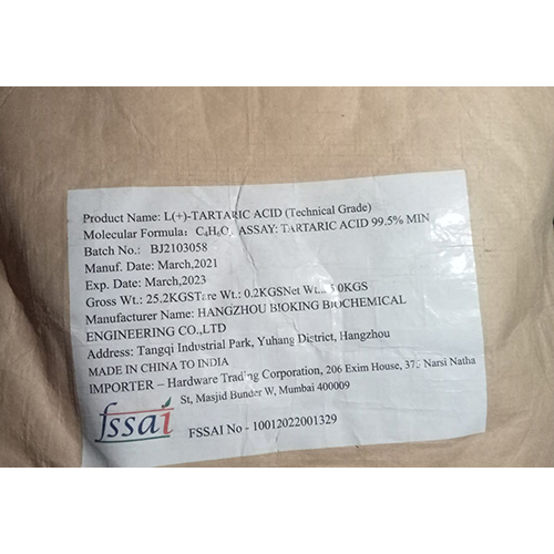 L-Tartaric Acid - High Purity Poisonous Powder | Versatile Industrial Applications, Room Temperature Storage