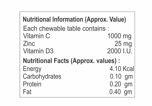 Vitamin C With Zinc And Vitamin D3 Chewable Tablet