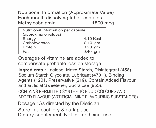 Methylcobalamin Mouth Dissolving Tablet