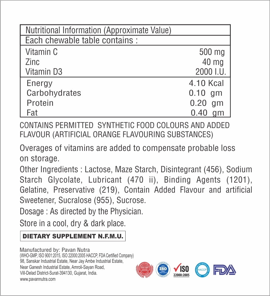 Vitamin C With Zinc And Vitamin D3 Tablet