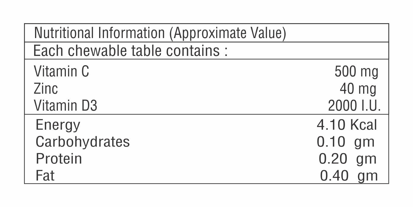 Vitamin C With Zinc And Vitamin D3 Tablet