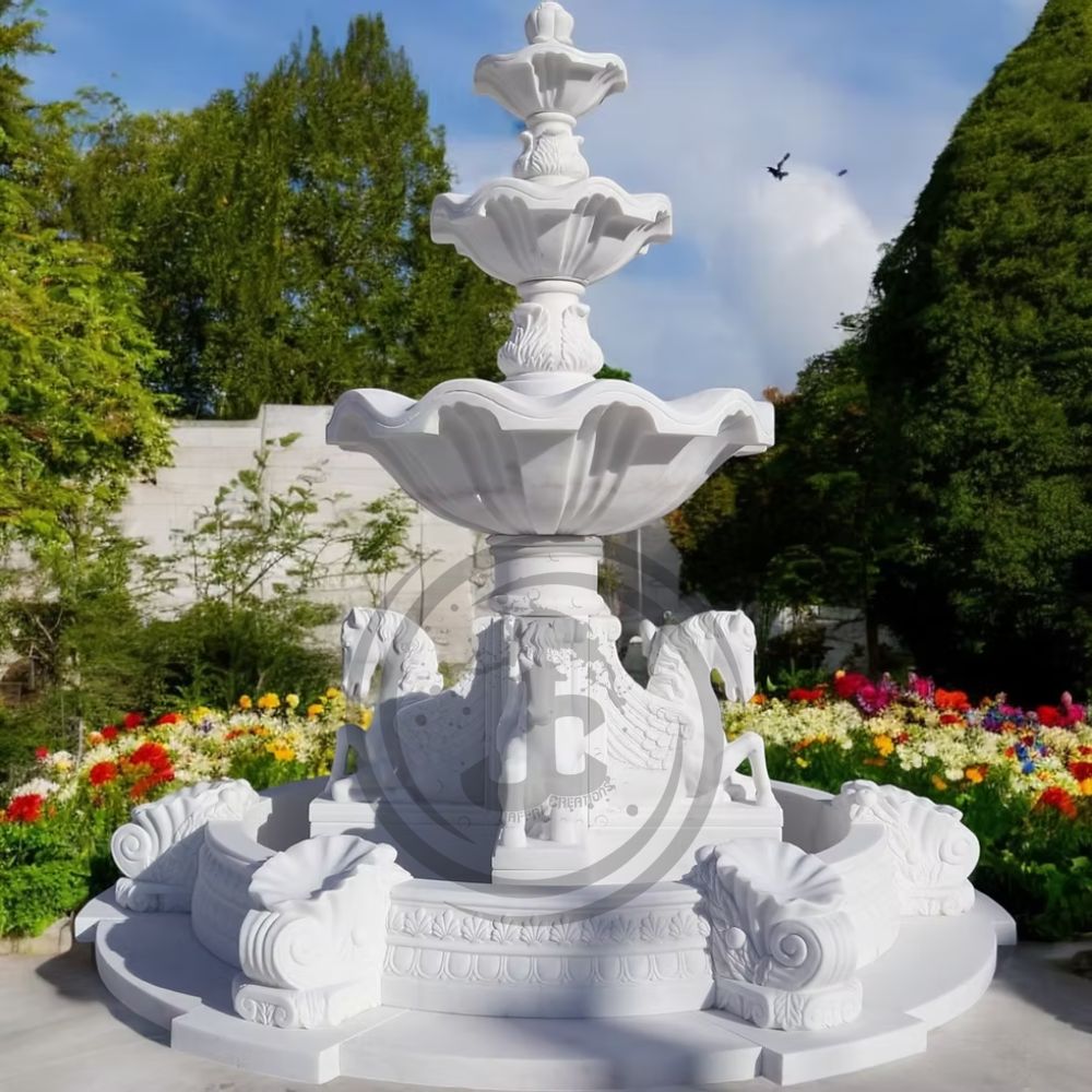 Circular Shape Garden Fountain - Color: Brown