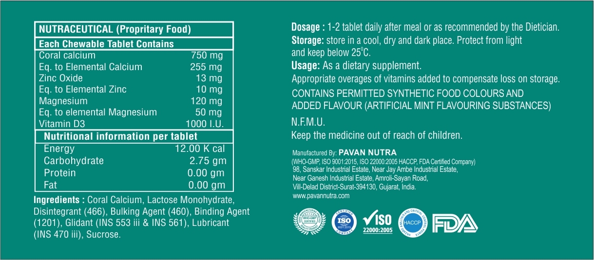 Coral Calcium With Vitamin D3 Chewable Tablet