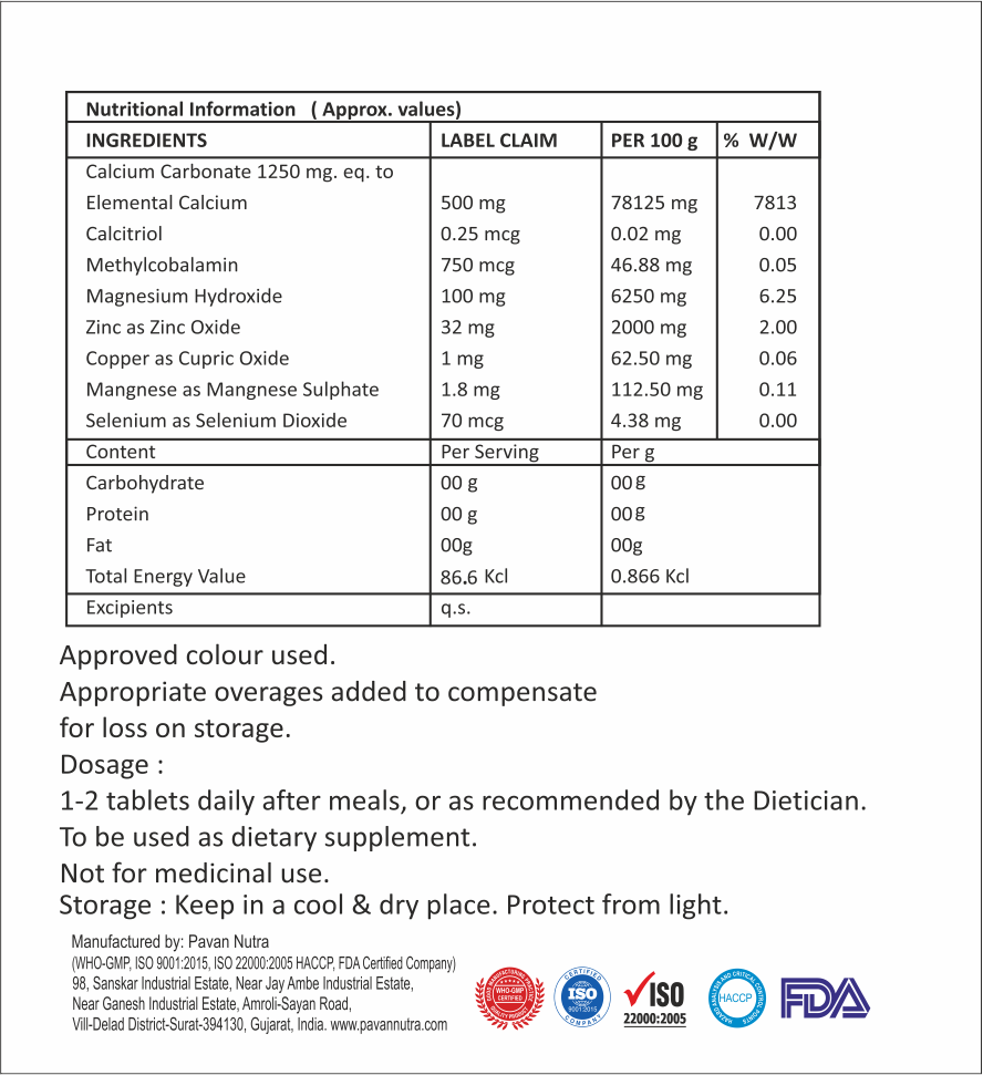 Calcium Carbonate With Selenium Tablet