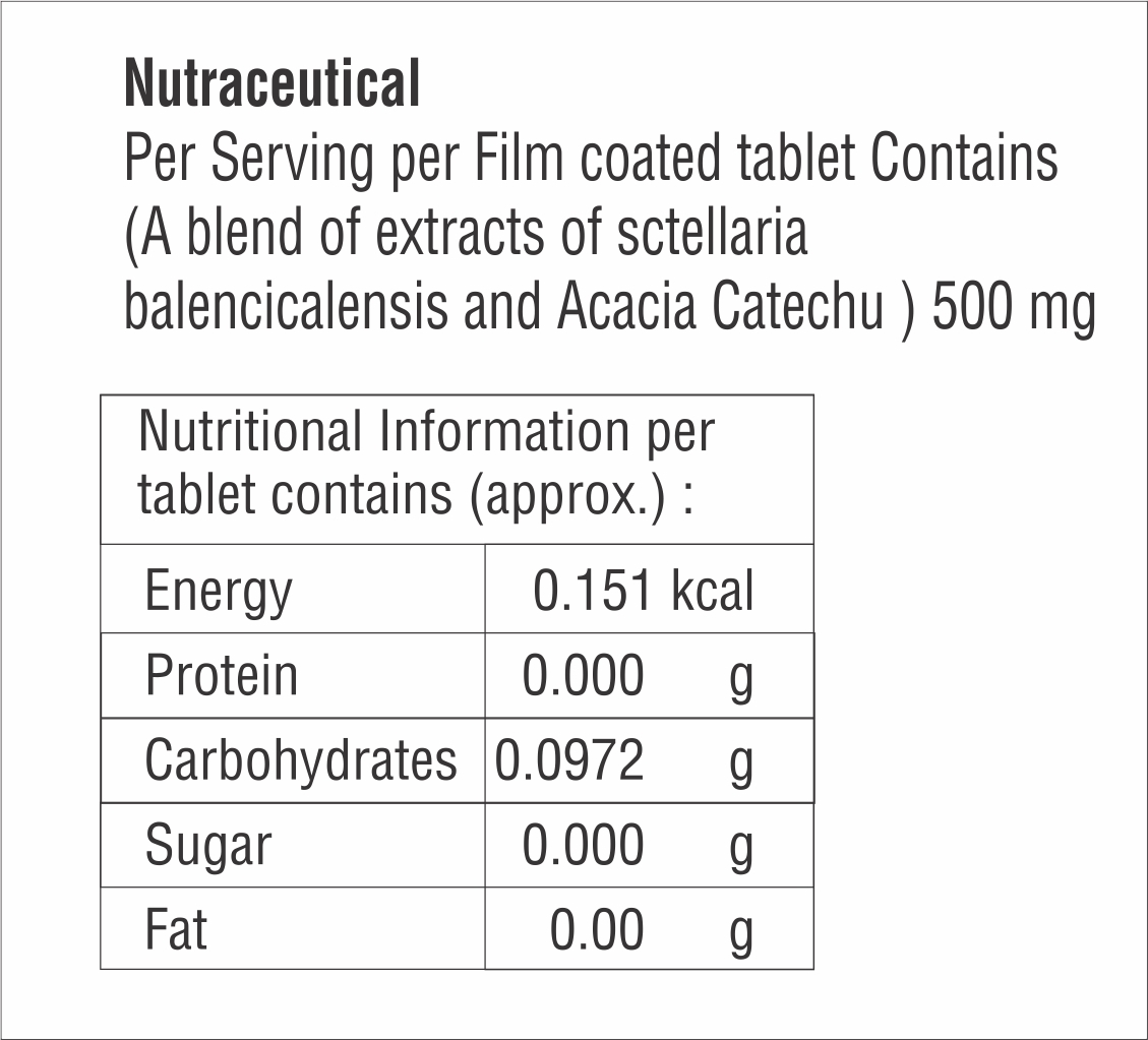 A Bleand Of Extracts Of Scutellaria Baicalensis And Acacia Catechu Tablet