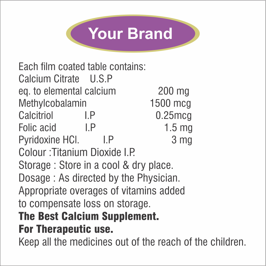 Calcium Citrate And Folic Acid With Pyridoxine Tablet