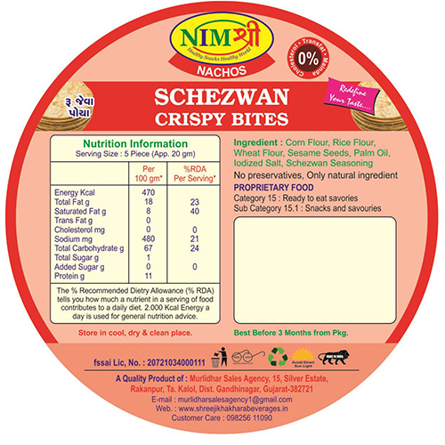 Roasted Schezwan Crispy Nachos - Corn Flour, Rice Flour, Sesame Seeds, Iodized Salt, 200 Gm, Plastic Container | Spicy Flavor, Good Taste, 0% Mainda
