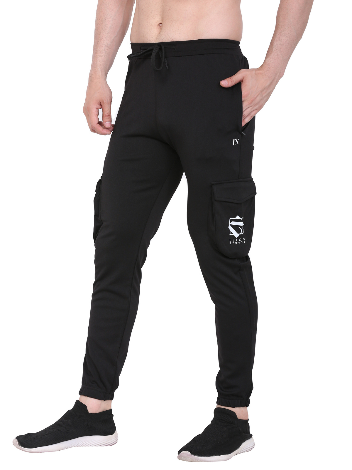 Lexon Lycra Stretchable Regular Fit Cargo Pockets  Joggers Track Pant For Men