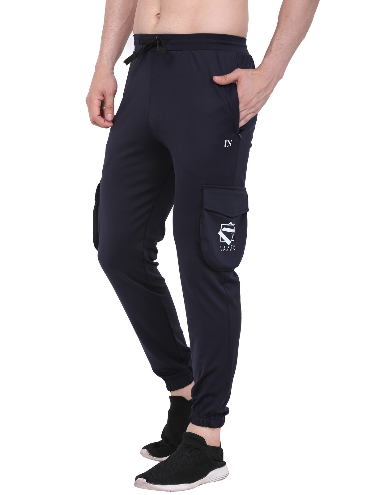 Lexon Lycra Stretchable Regular Fit Cargo Pockets  Joggers Track Pant For Men