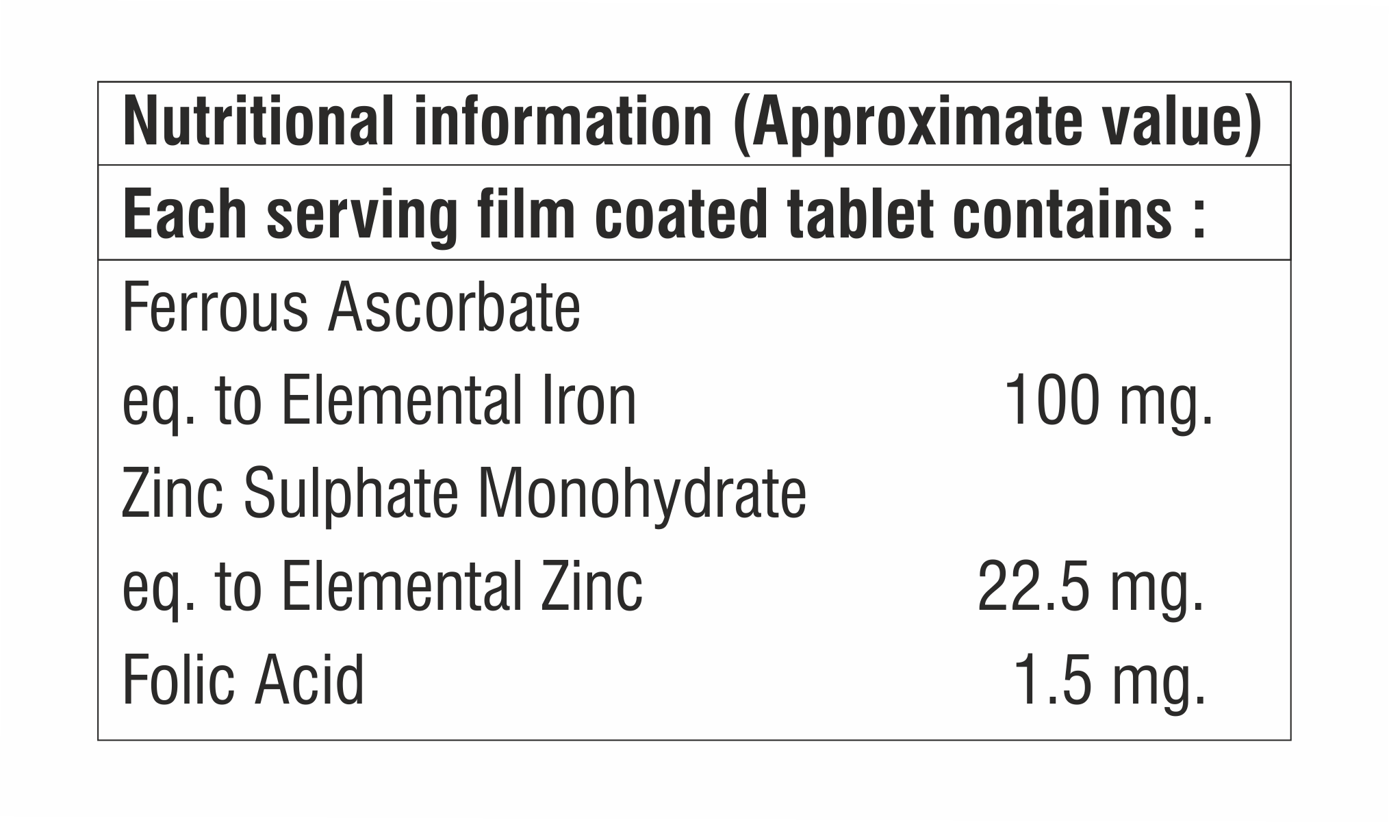 Ferrous Fumarate With Folic Acid And Zinc Sulphat Tablet