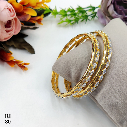 Fancy Designer Cubic Zirconia Bangle - Copper Alloy, Modern Style , Elegant White Polish for Women, Perfect for Weddings and Special Occasions