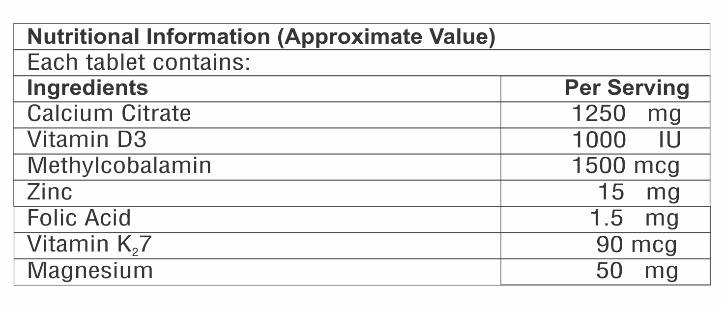 Calcium Citrate Malate With Vitamin K2-7 And Vitamin D3 Tablet