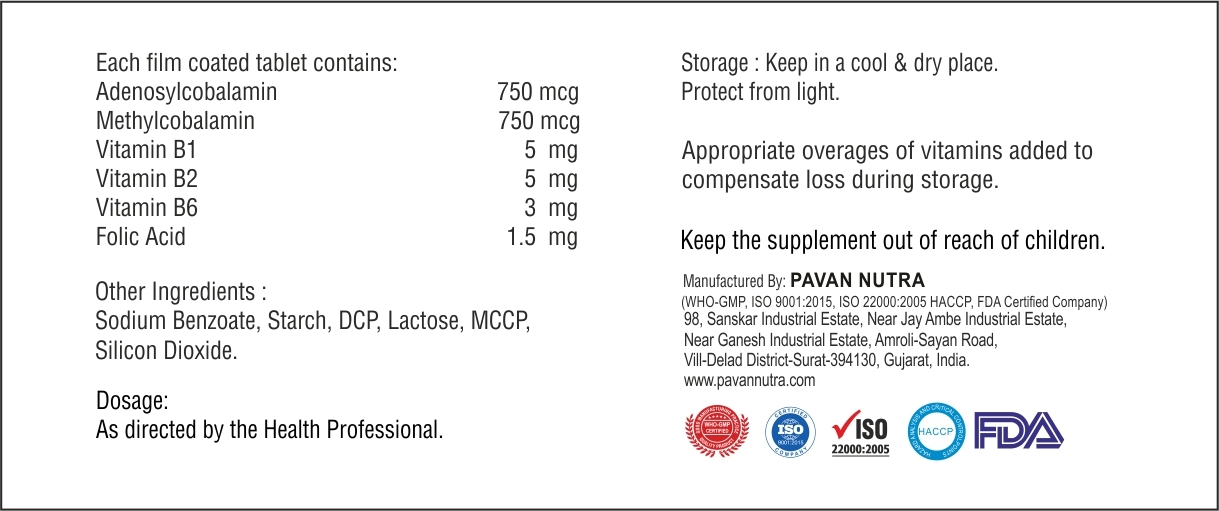 Adenosylcoblamin With Vitamin B1 B2 B6 And Folic Acid Tablet