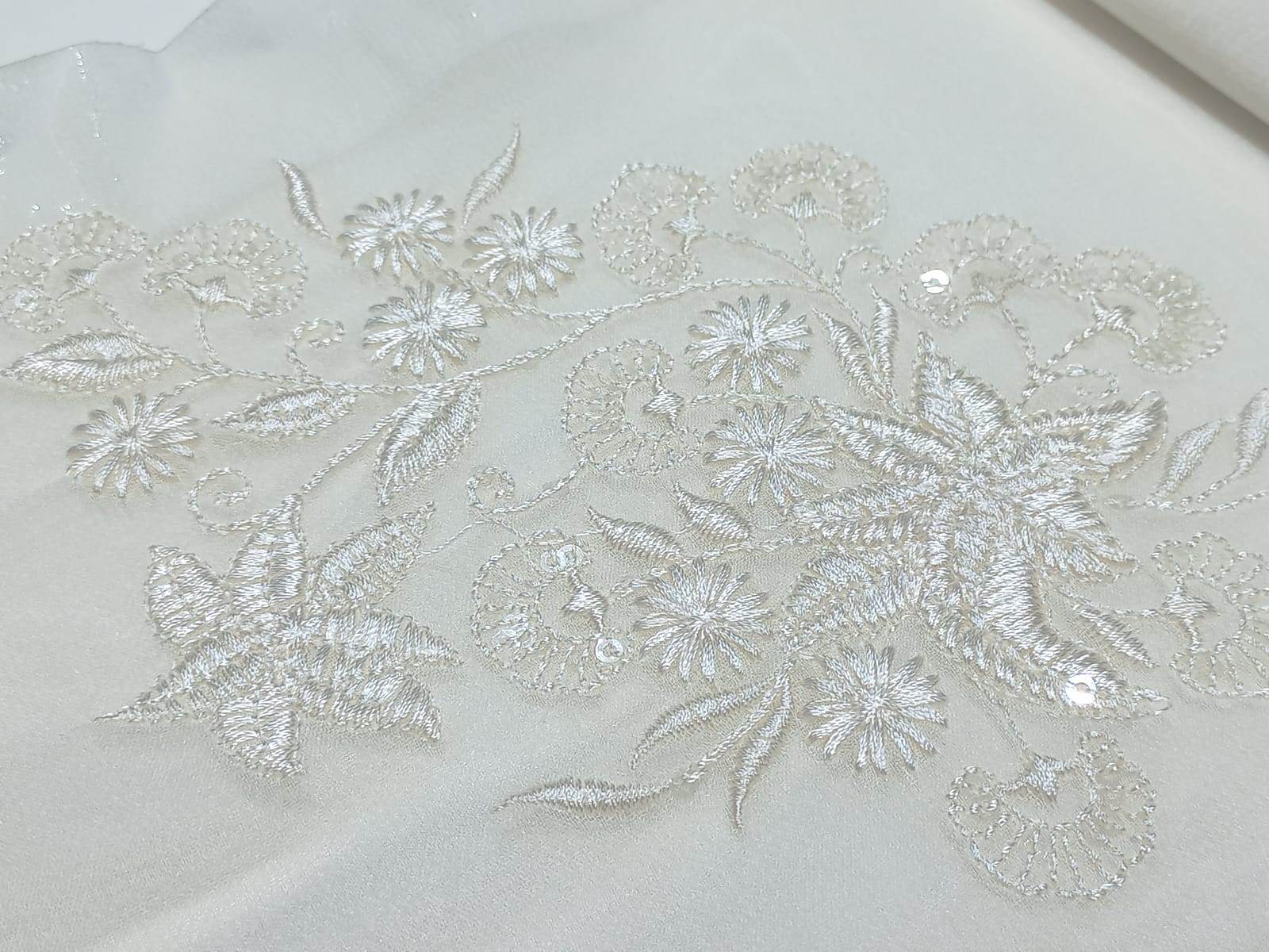 Embroidered Floral Butta Fabric - Attributes: Comfortable & Soft