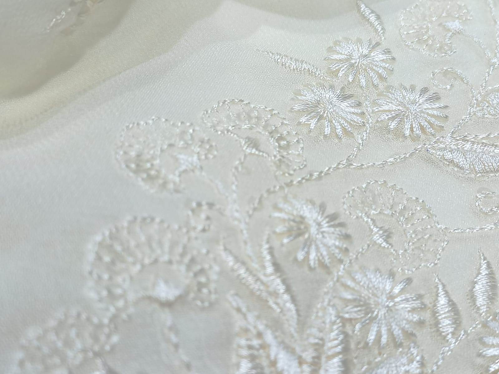 Embroidered Floral Butta Fabric - Attributes: Comfortable & Soft