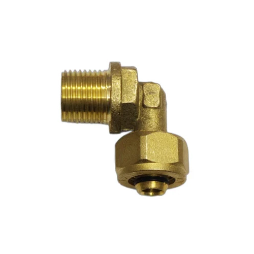 1216 JDL Gold Brass Male Elbow - Brass Material, Male Connection, Golden Color, High Strength, Rust Resistant, Durable Design | Application: Gas Pipe, L-Type Elbow Shape, Warranty Included