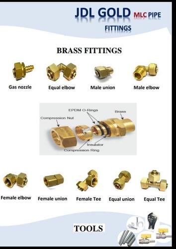 Jdl Gold Mlc Brass Pipe Fitting - Color: Golden