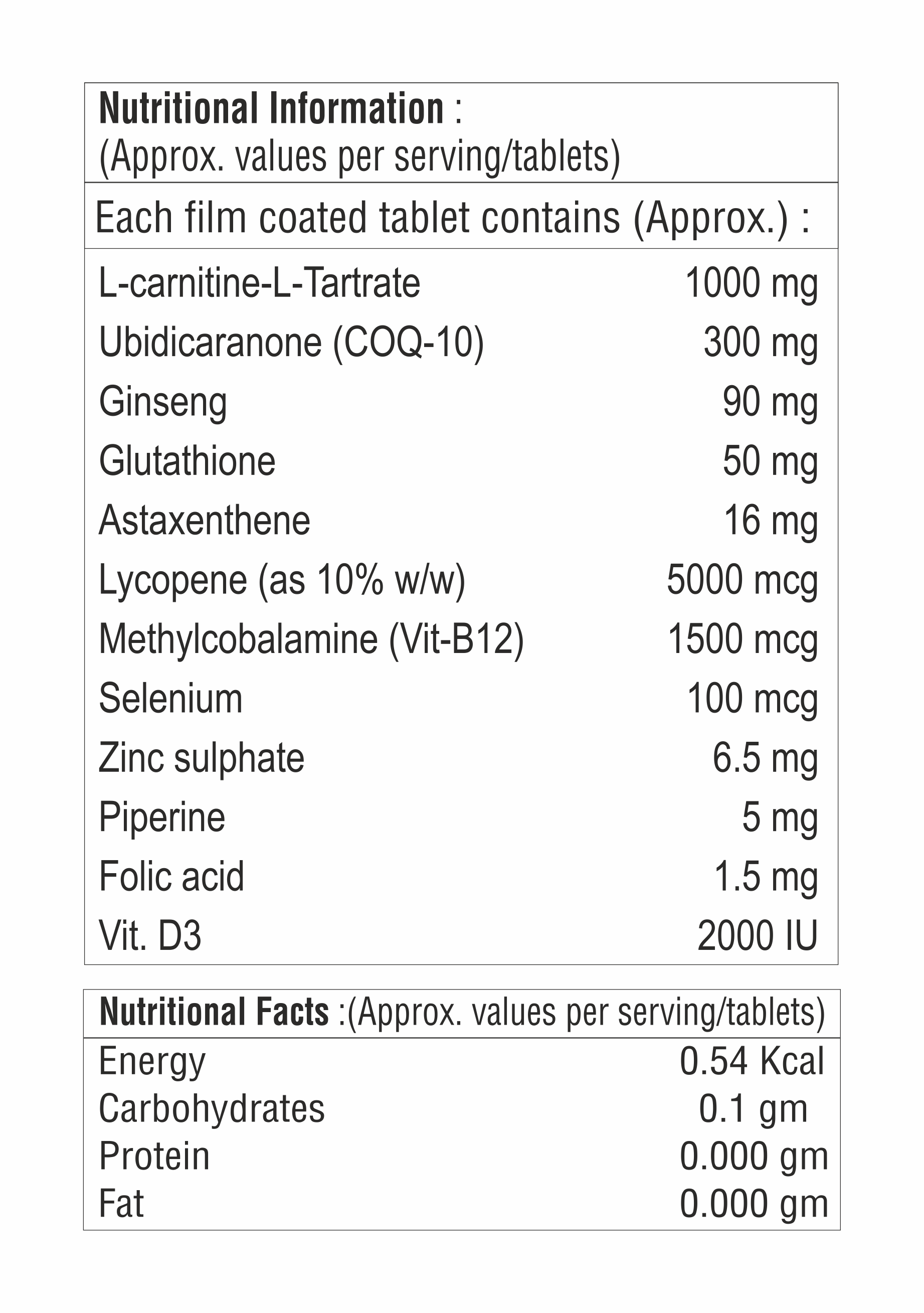 Co-enzyme Q10 With Vitamins And Minerals Tablet