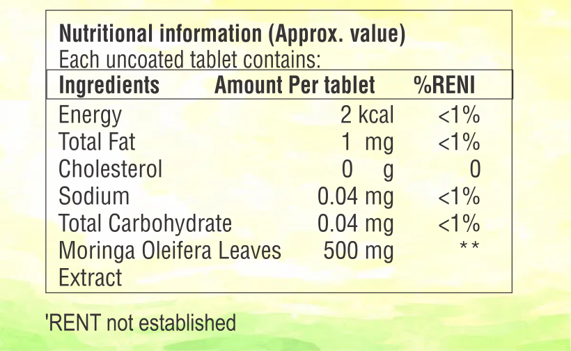 Moringa Tablet - 30 Tablets, White Color, Jeera Flavor | Moringa Extract For Antioxidant And Immune Support, Daily Dietary Supplement