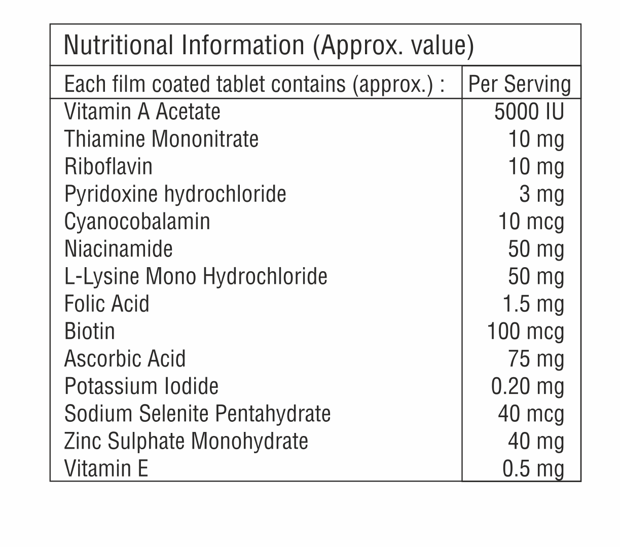Multivitamin And Multiminerals Tablet