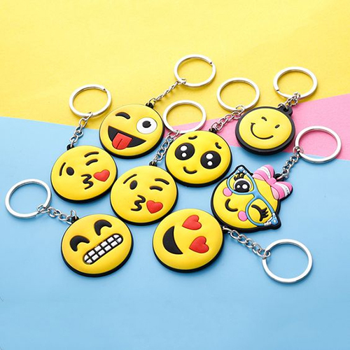Silicone Keychain - 3 Inches, Yellow Color, 3mm Thickness | Rubber Material, Metal Accents, Indian Style Gift