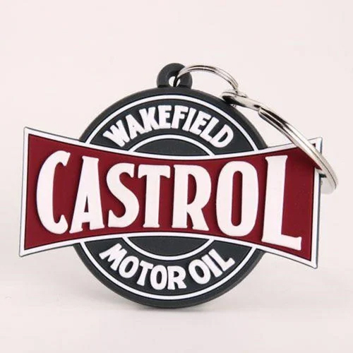 Promotional Wakefield Silicone Rubber Keychain - Color: Black And Red