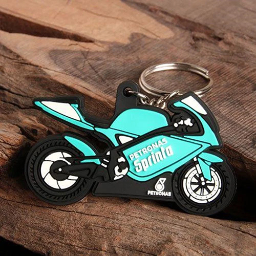 Bike Promotional Silicone Rubber Keychain - Silicone Material, Blue Color, Artificial Style | Durable & Customizable Marketing Accessory for Biking Enthusiasts