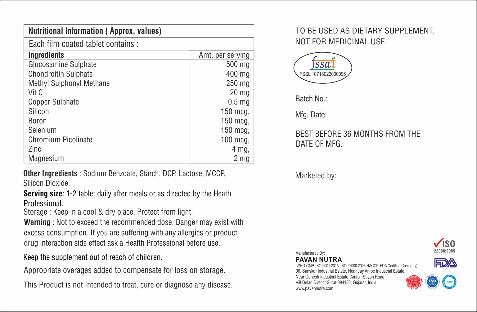 Glucosamine With Vitamin C Tablet