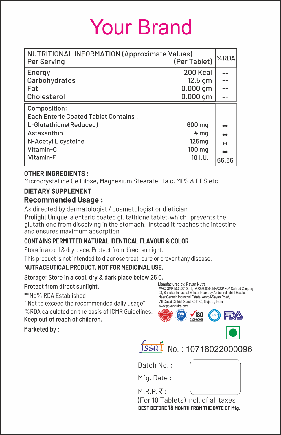 L-glutathione Supplement For Skin Lightening And Age Defying