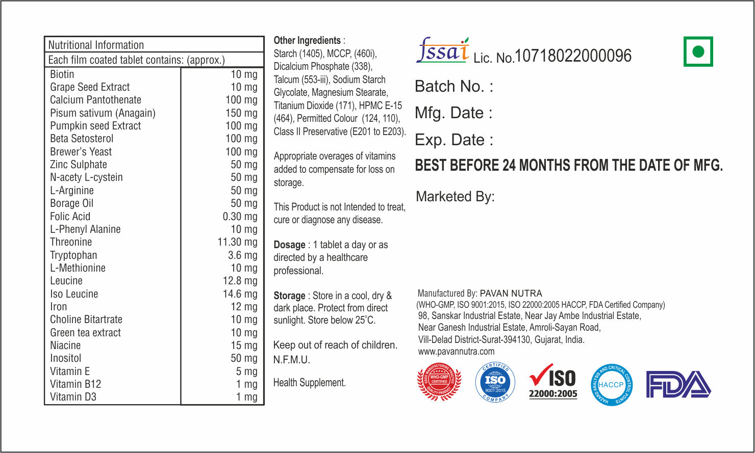 Biotin With Grape Seed Extract With Vitamin B12 And Vitamin D3 Tablet